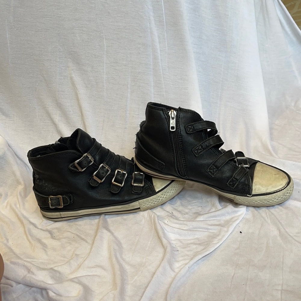 ASH Kid Black Leather Distressed High Top Size 35